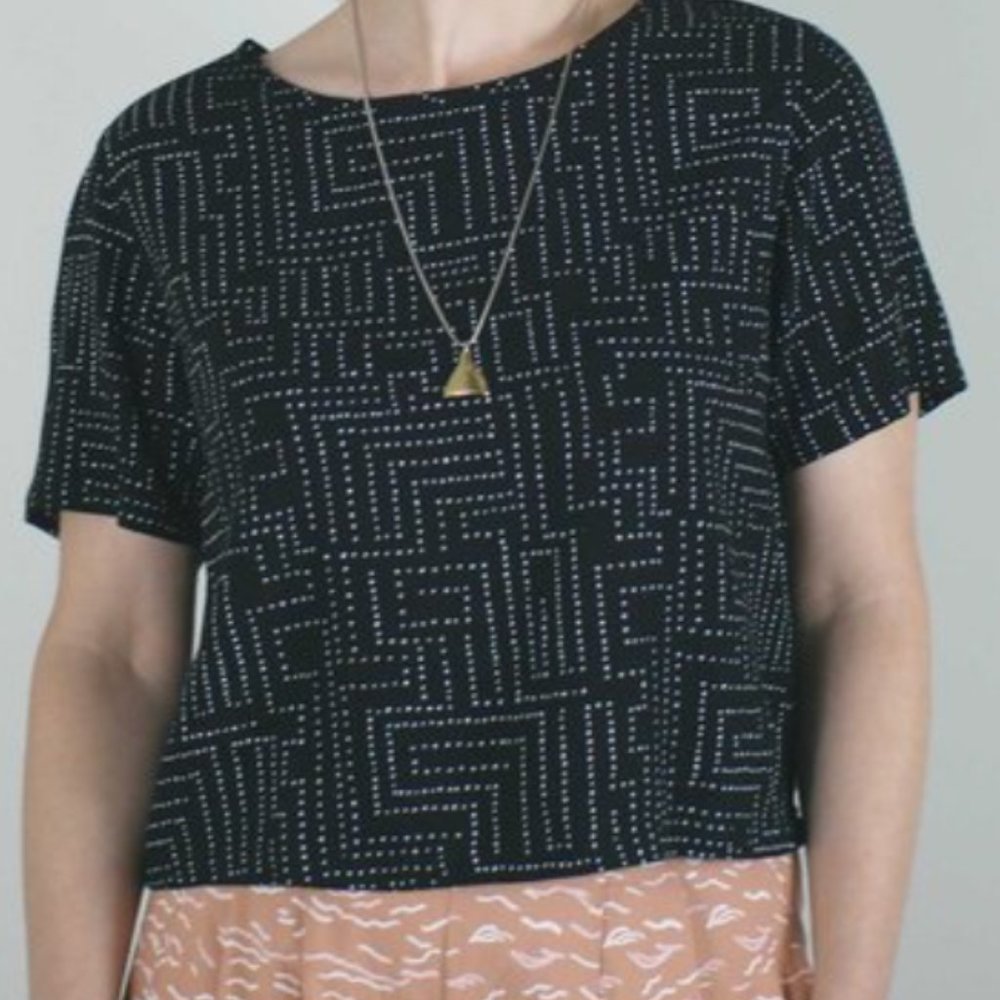 North of West Oasis Cropped Blouse Black Labrynth